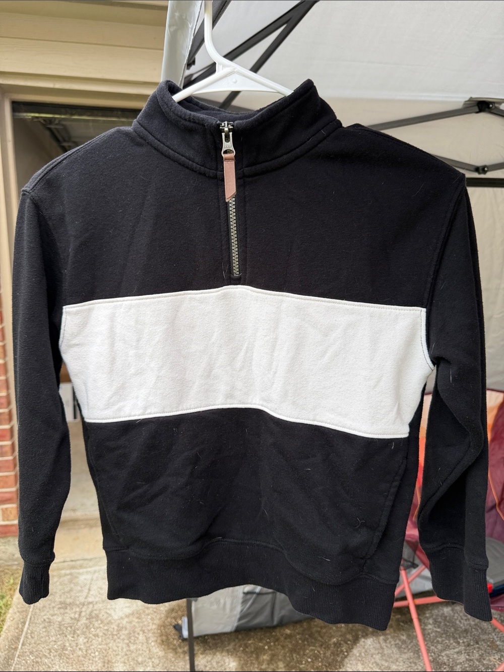 Old Navy Black & White Half-Zip Kids Pullover Hoodie